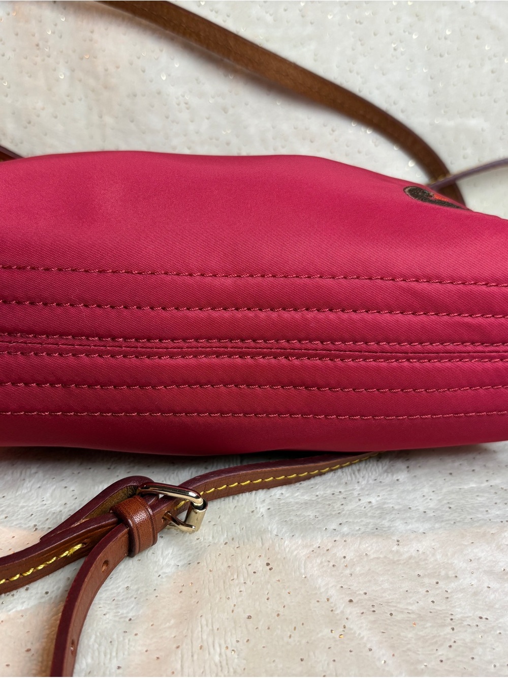 Dooney & Bourke Red Nylon Crossbody Bag Leather Strap Duck Logo - Picture 11 of 16